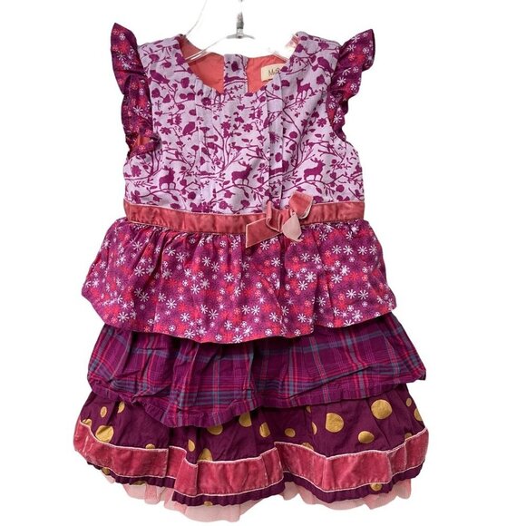 Matilda Jane Dress 12-18 Months Purple Pink Gold Sleeveless Ruffles Baby Girl - Picture 1 of 5